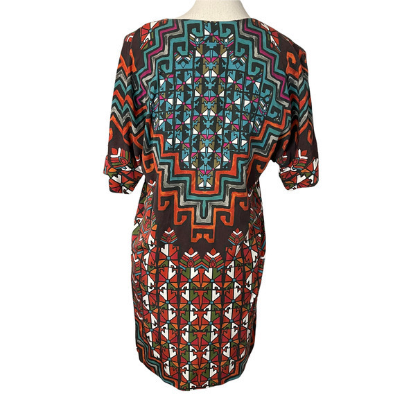 MARA HOFFMAN Dress Bolnisi Rug Tunic in Orange Multi Geometric Print Siz‎ XSmall - Picture 3 of 9